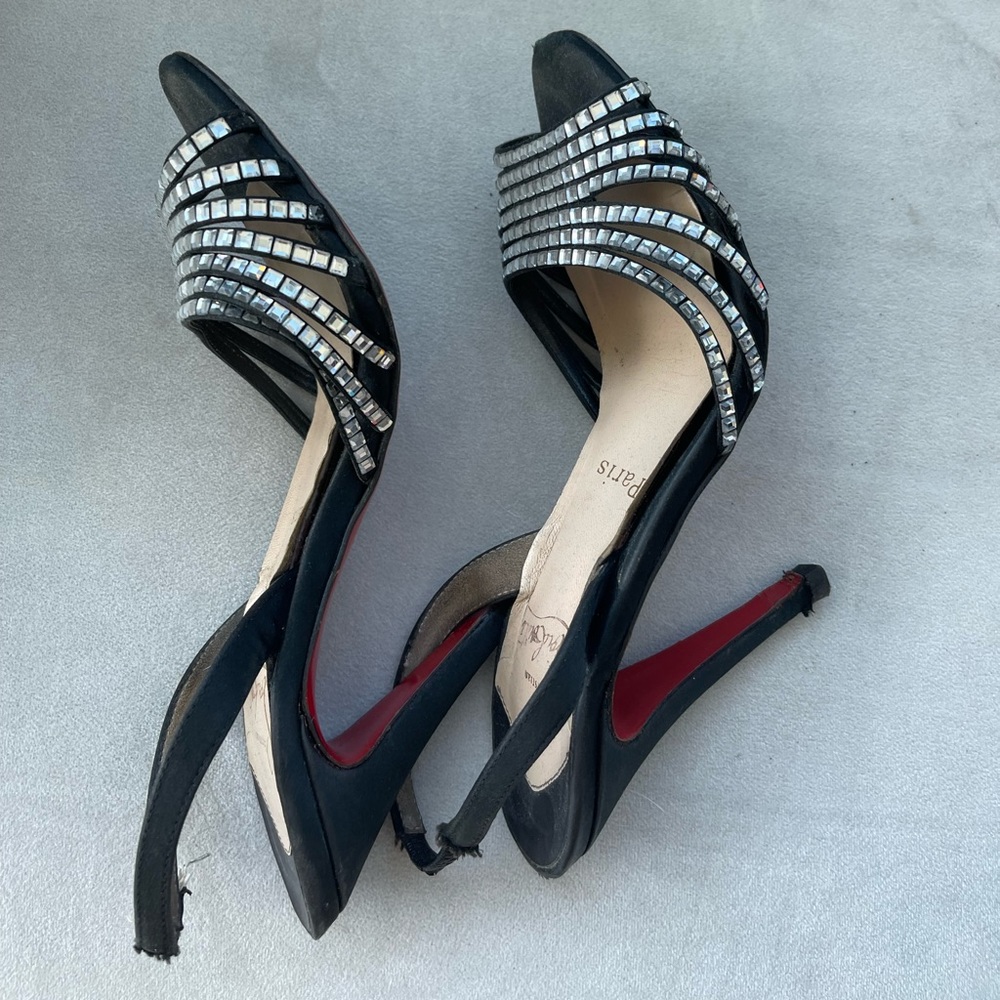 Vintage black glitter strap Christian Louboutin shoes